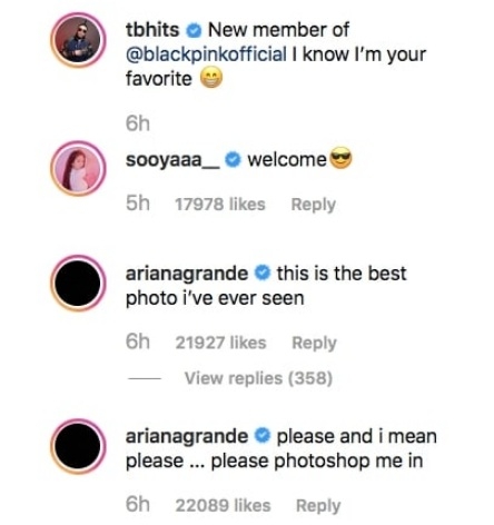 Jisoo និង Ariana Grande ចូល Comment