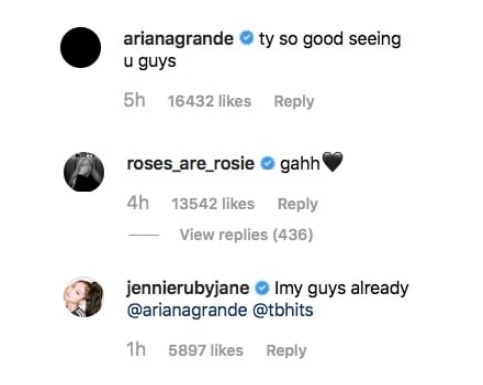 Ariana, Rosé និង Jennie Comment ជាថ្មី