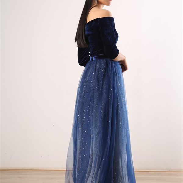 Women's New Fashion Wedding Party Dress Short Sleeve Blink Pleated Long  Dress