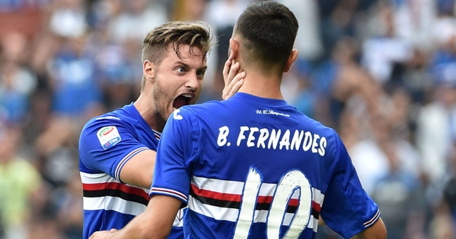 កីឡាករ Milan Skrinair និង Bruno Fernandes កាលលេងនៅ Sampdoria 