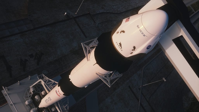 &nbsp;រ៉ុក្កែត Falcon 9 សម្រាប់ដឹកយាន Crew Dragon នៅពេលបាញ់បង្ហោះ